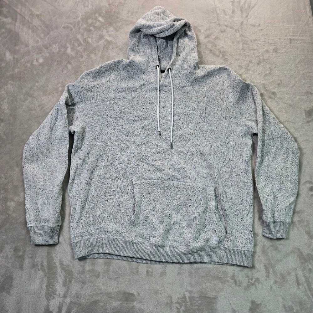 Departwest Mens XL Gray Marl Knit Pullover Hoodie Kangaroo Pocket Drawstring